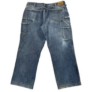 Duluth Carpenter Jeans Mens 40x30 Mid-rise Wide-leg Utility Workwear 100% Cot